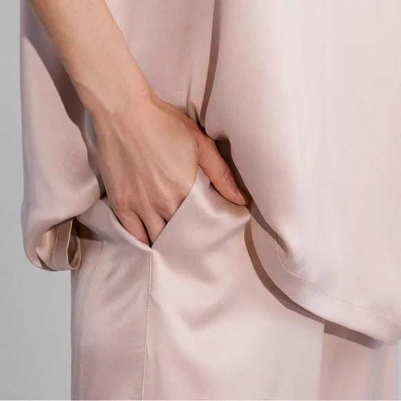 Elegant Pink Satin Loungewear Set